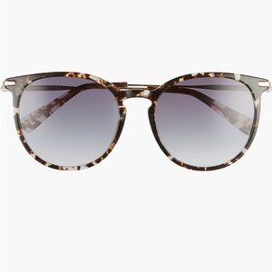 Longchamp Roseau 54mm Round Sunglasses in Havana Aqua/Blue NWT